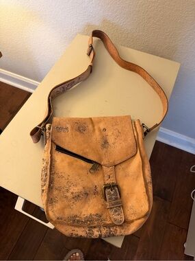 BED STU Distressed Tan Leather Crossbody Messenger Bag